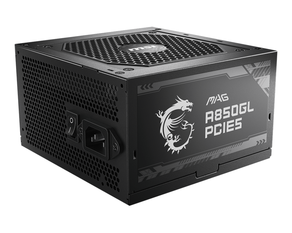 MSI MAG A850GL PCIE5 850W Power Supply, Full Modular, Black.