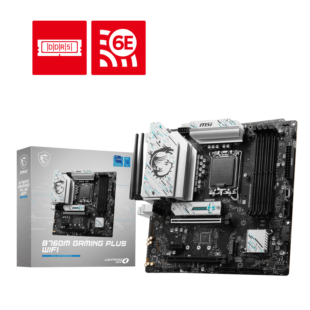 MSI B760M Gaming Plus WiFi Motherboard , Supports 12th/13th Gen Intel Processors, LGA 1700, DDR5.