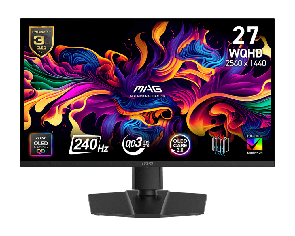 MSI MAG 273QP QD-OLED X24 26.5" 240Hz QHD OLED Gaming Monitor, 2560x1440, BLACK.