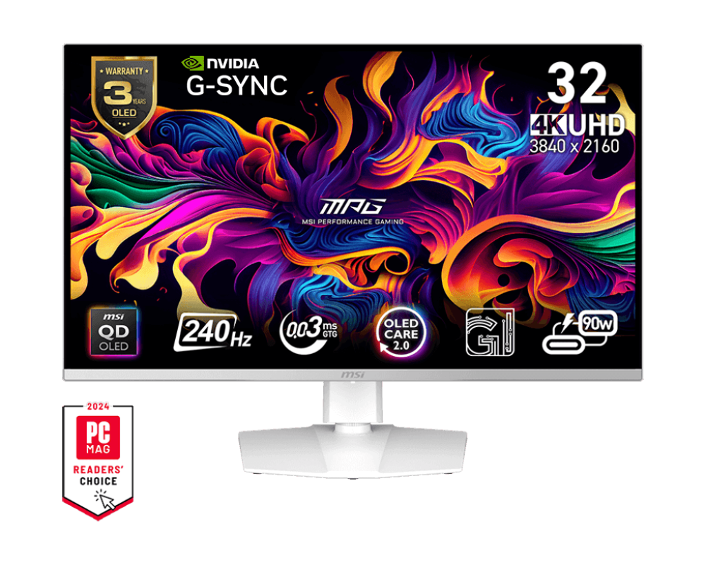MSI MPG 321URXW QD-OLED 32", 240HZ, 4K UHD Gaming Monitor, White.