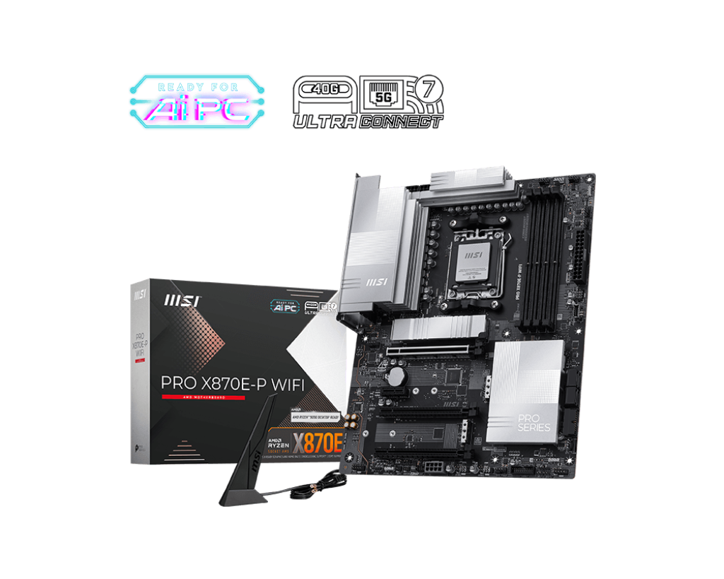 MSI PRO X870E-P WIFI AMD Ryzen 9000 ATX Gaming Motherboard.