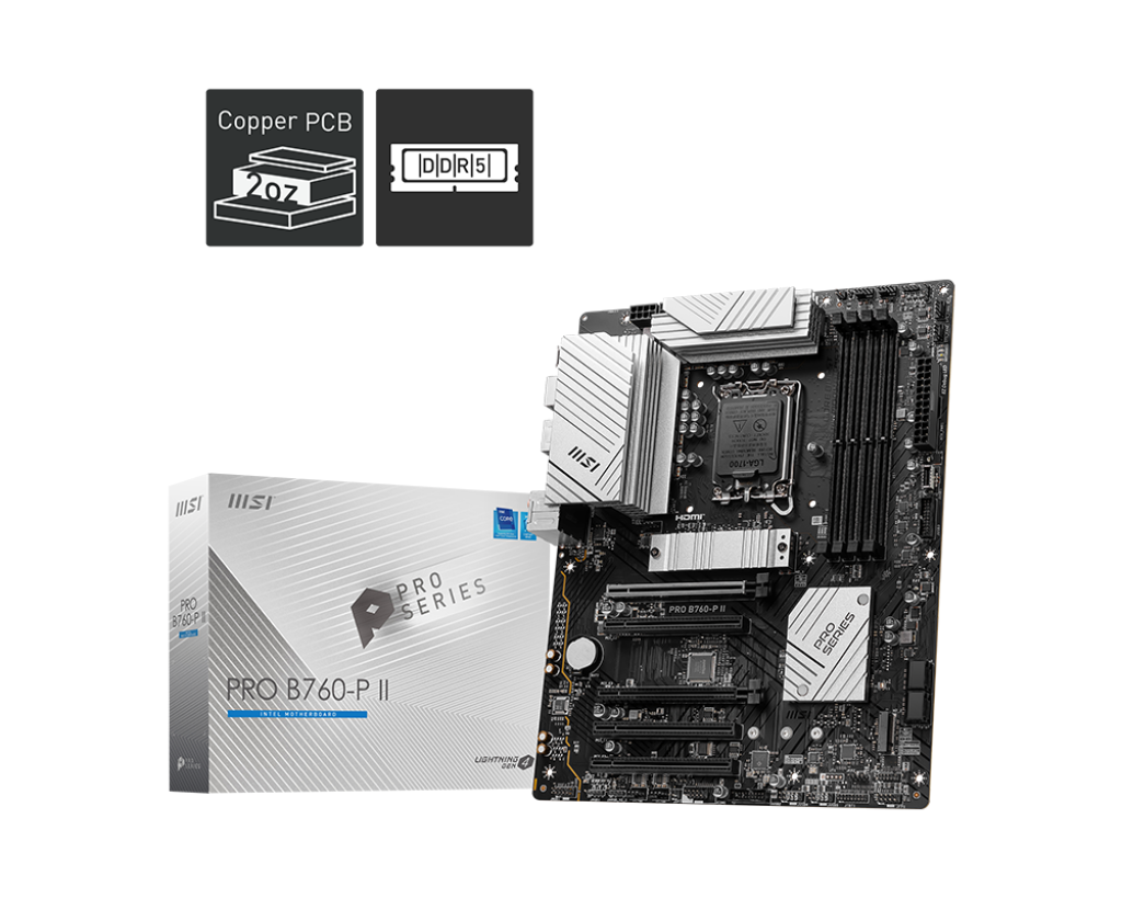 MSI PRO B760-P II DDR5 ATX Motherboard.