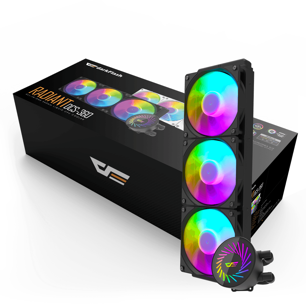 Darkflash Radiant DCS 360 Liquid CPU Cooler, Black.