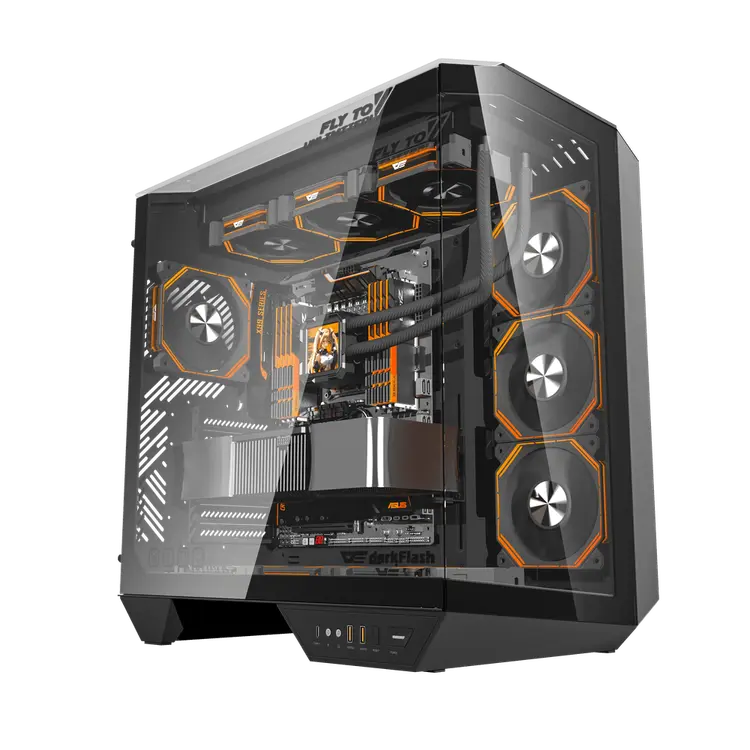 DarkFlash DY470 ATX PC Case, BLACK .