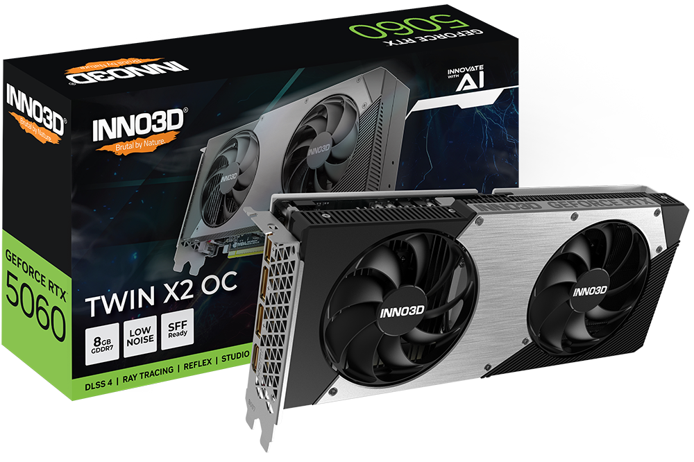 INNO3D GeForce RTX™ 5060 TWIN X2 OC 8GB GDDR7.