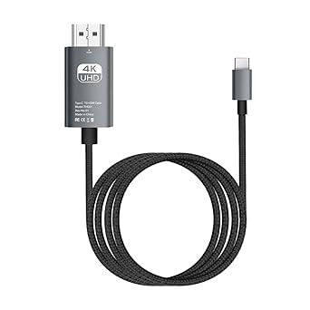 Cable Type-C to HDMI Video Converter, 4K HD Projection TV Connection Adapter Cable, for Phone.