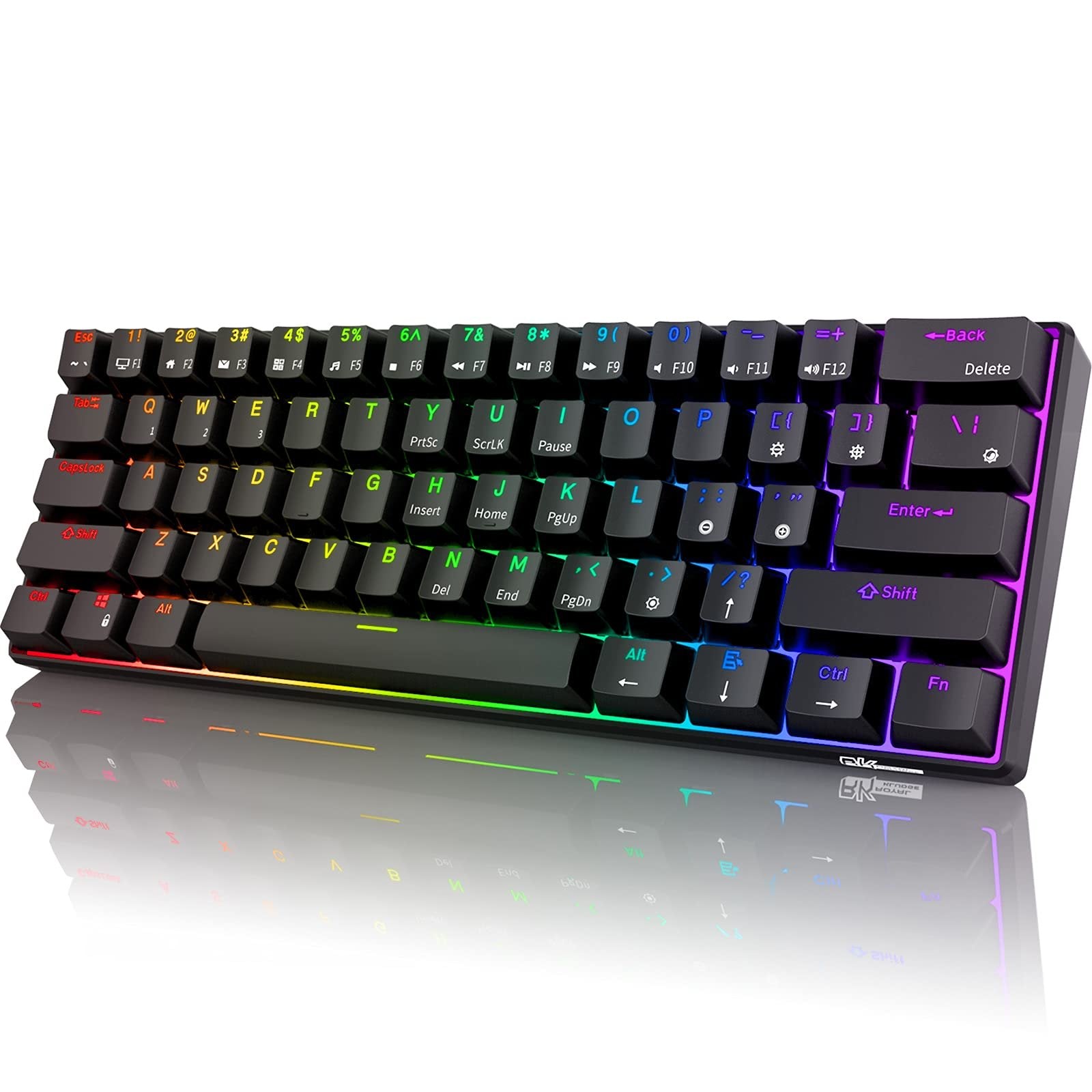 RK ROYAL KLUDGE RK61 60% RGB Mechancial Gaming Keyboard- RED Switch– BLACK .