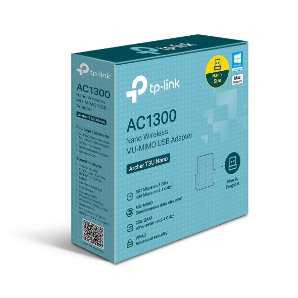 TP-Link Archer T3U Nano USB WiFi Adapter for PC AC1300 Wireless MU-MIMO USB Adapter.