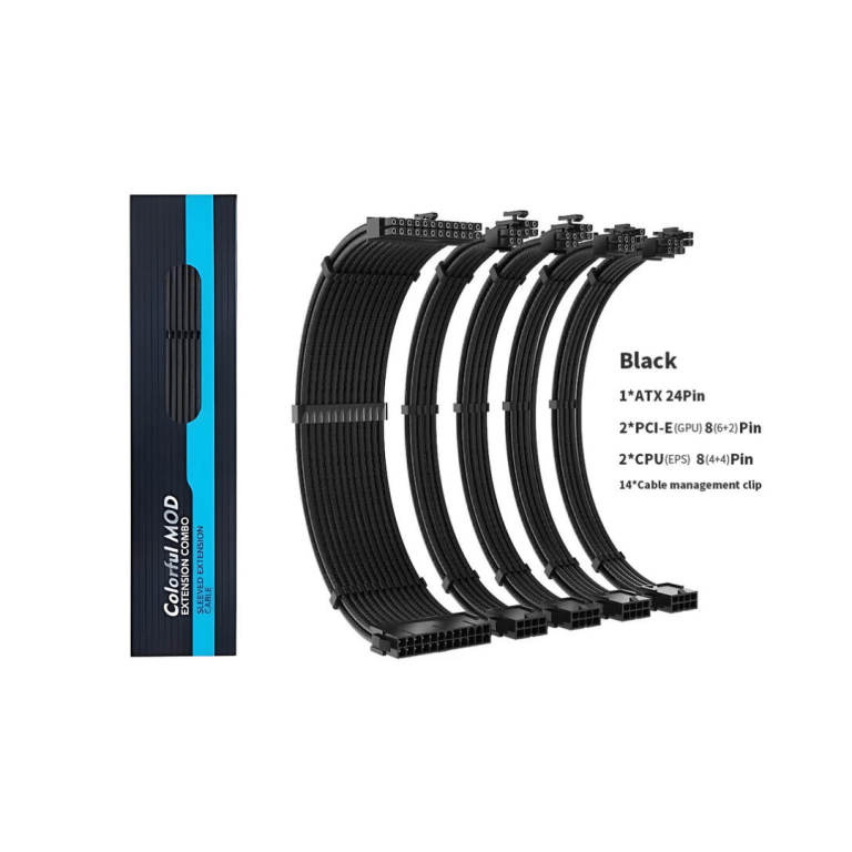 PowerMax COLORFUL MOD EXTENSION COMBO CABLE - Black.