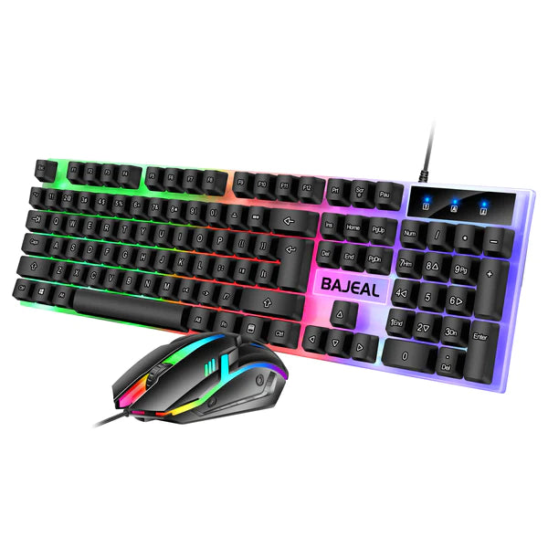 Bajeal T350 LED Light 104 Keys USB Wired Mechanical Feel Gaming Keyboard Mouse Combos.
