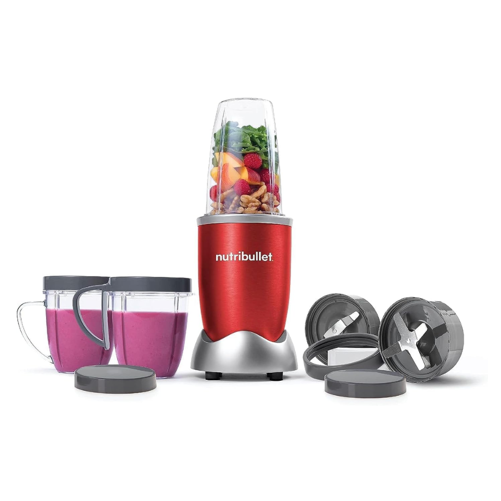 NutriBullet Food Blender, Multi-Function High-Speed Blender, Mixer System With Nutrient Extractor, Red, 9 piece