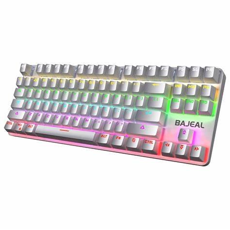 BAJEAL K200 80% RED SWITCH GAMING KEYBOARD ,87 Keys, WHITE .