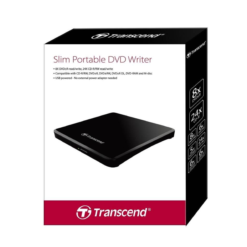 Transcend 8K Extra Slim External Portable DVD Writer Optical Drive .