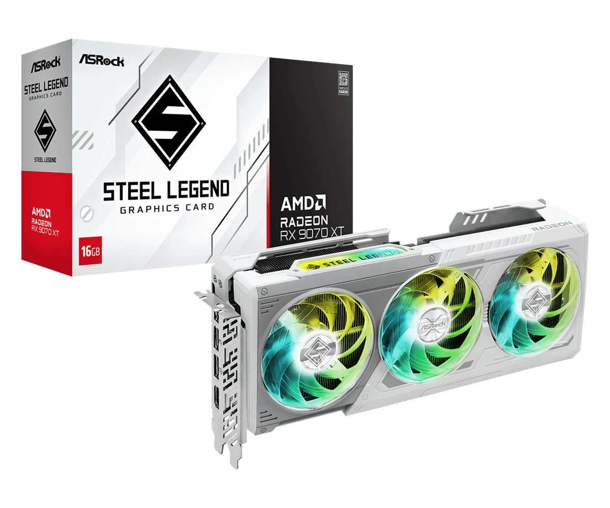 ASROCK AMD Radeon™ RX 9070 XT Steel Legend 16GB, WHITE.
