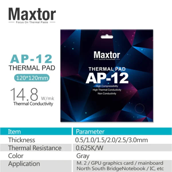 Maxtor AP-12 Thermal Pads 14.8 W/M-K (0.5mm-1mm-1.5-mm-2mm-2.5mm-3mm).