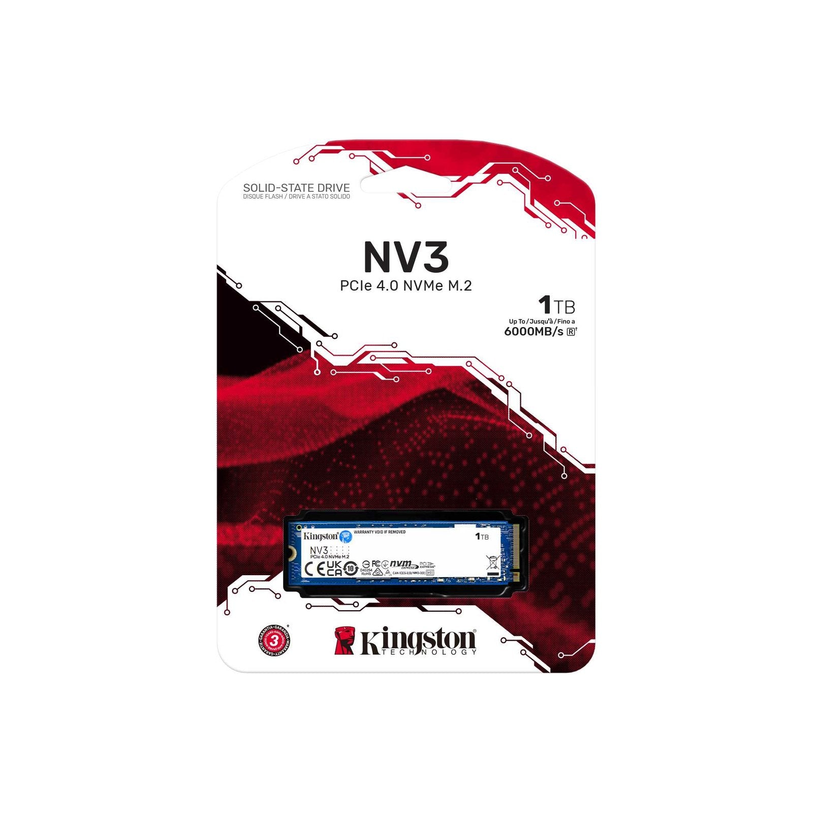 Kingston NV3 M.2 2280 1TB PCIe 4.0 x4 NVMe 6000MB/S Internal SSD.