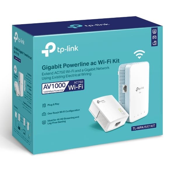 TPLINK WPA7517KIT AV1000 GIGABIT POWERLINE AC WIFI-KIT .