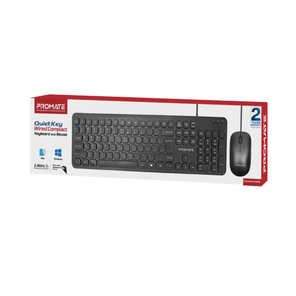 Promate Combo KM2 Quiet Key Wired Compact KeyBoard Mouse promate-combo-km2-quiet-key-wired-compact-keyboard-mouse