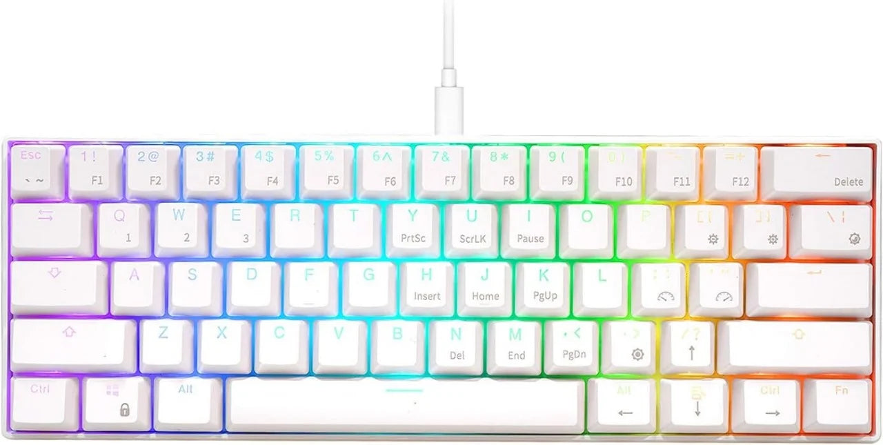 Bajeal G101 RGB Mechanical Gaming Keyboard 61 keys RED Switches, WHITE .