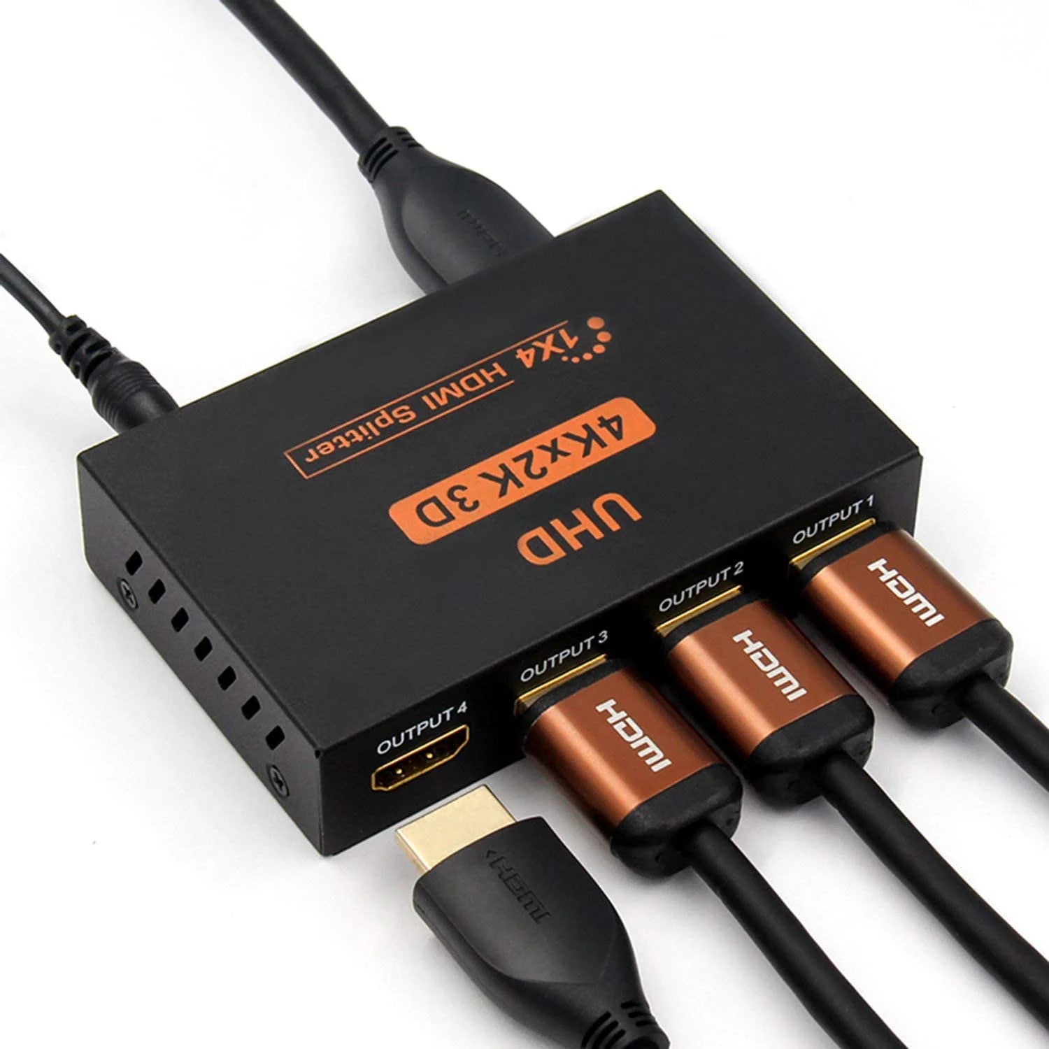 HDMI 1.4 Splitter, 1 in 4 HDMI, 5V Adapter, Supports 4K/2K, 3D.
