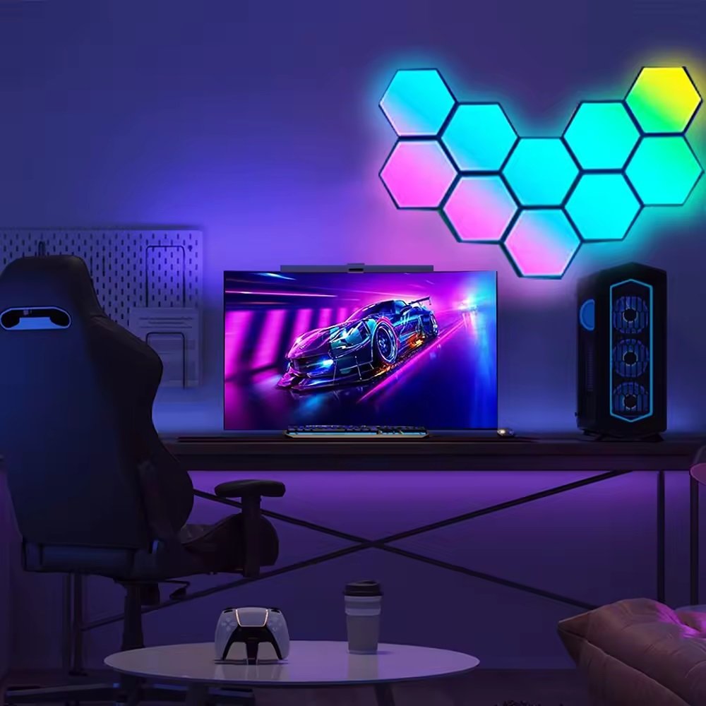 Hexagon LED Lights – DIY RGB Hexagon Wall Decoration Light Panels.