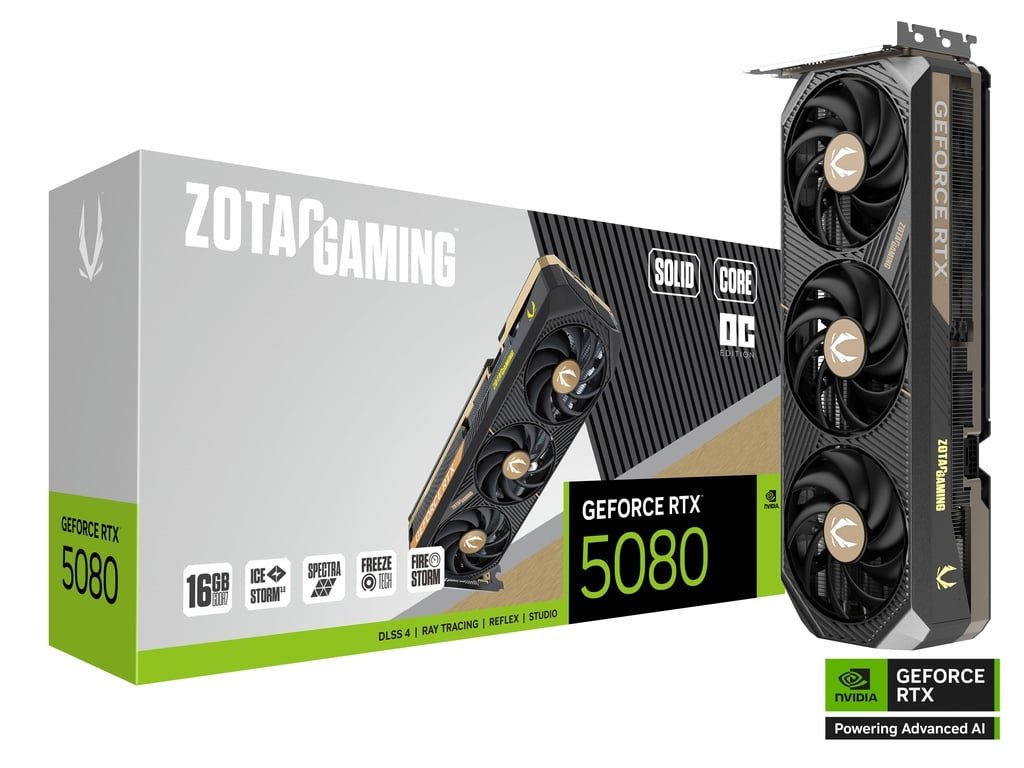 ZOTAC GAMING GeForce RTX 5080 SOLID CORE OC 16GB 256BIT GDDR7.